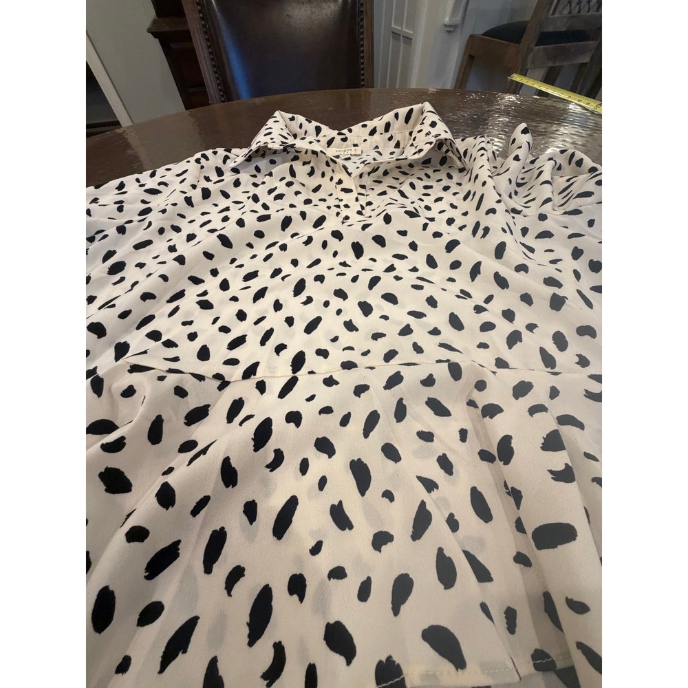 Umgee Peplum Blouse XL Cream Black Bell Sleeve Tiered Top - Picture 3 of 10